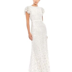 Mac Duggal High Neck Flutter Cap Sleeve Gown